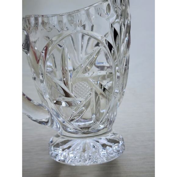 CREAMER-Cut Glass-Syrup Pourer-Flower Pattern-Small-3.5 IN - Picture 4 of 11